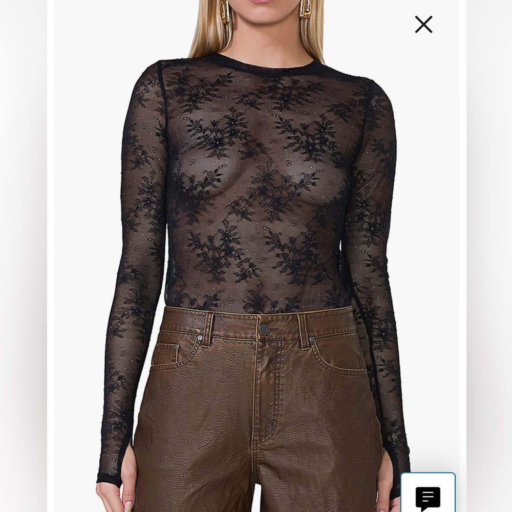 AFRM Kaylee Semisheer Floral Lace Top